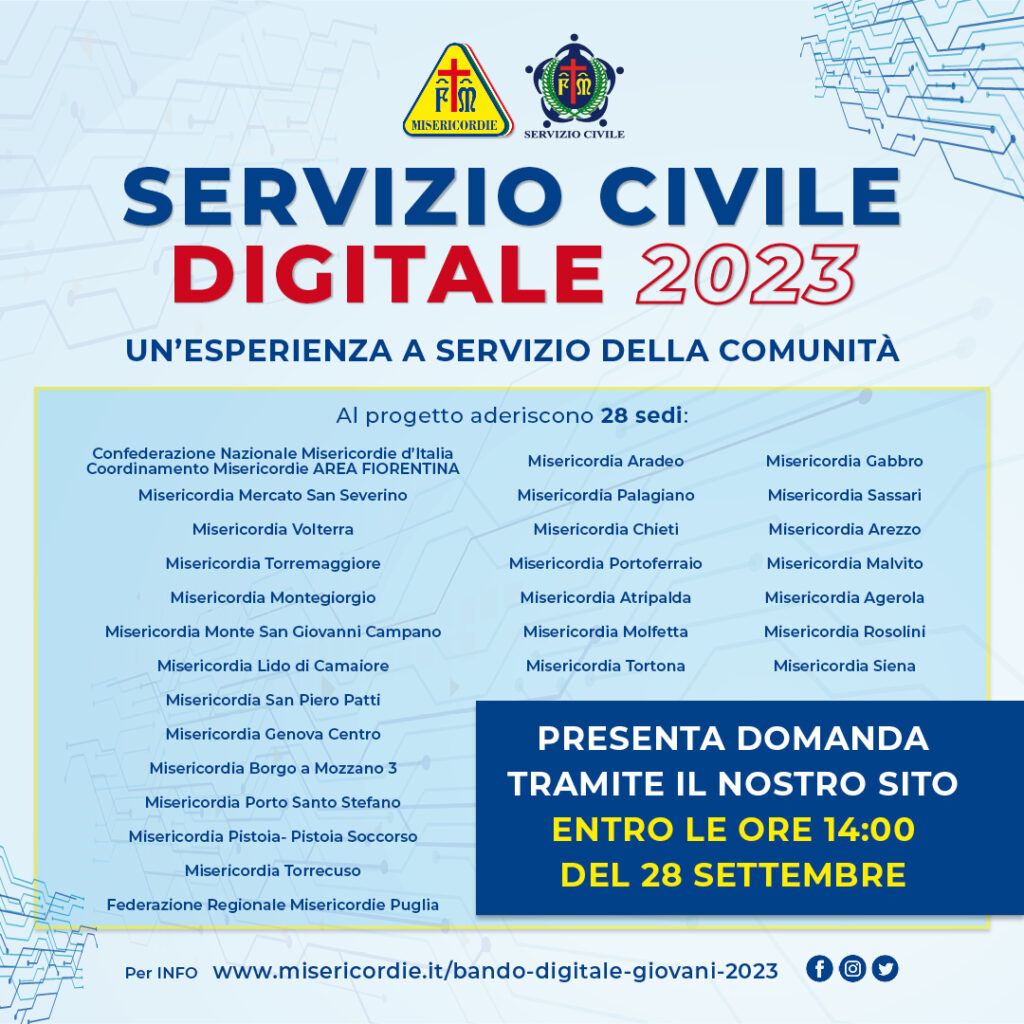 BANDO SERVIZIO CIVILE DIGITALE GIOVANI 2023